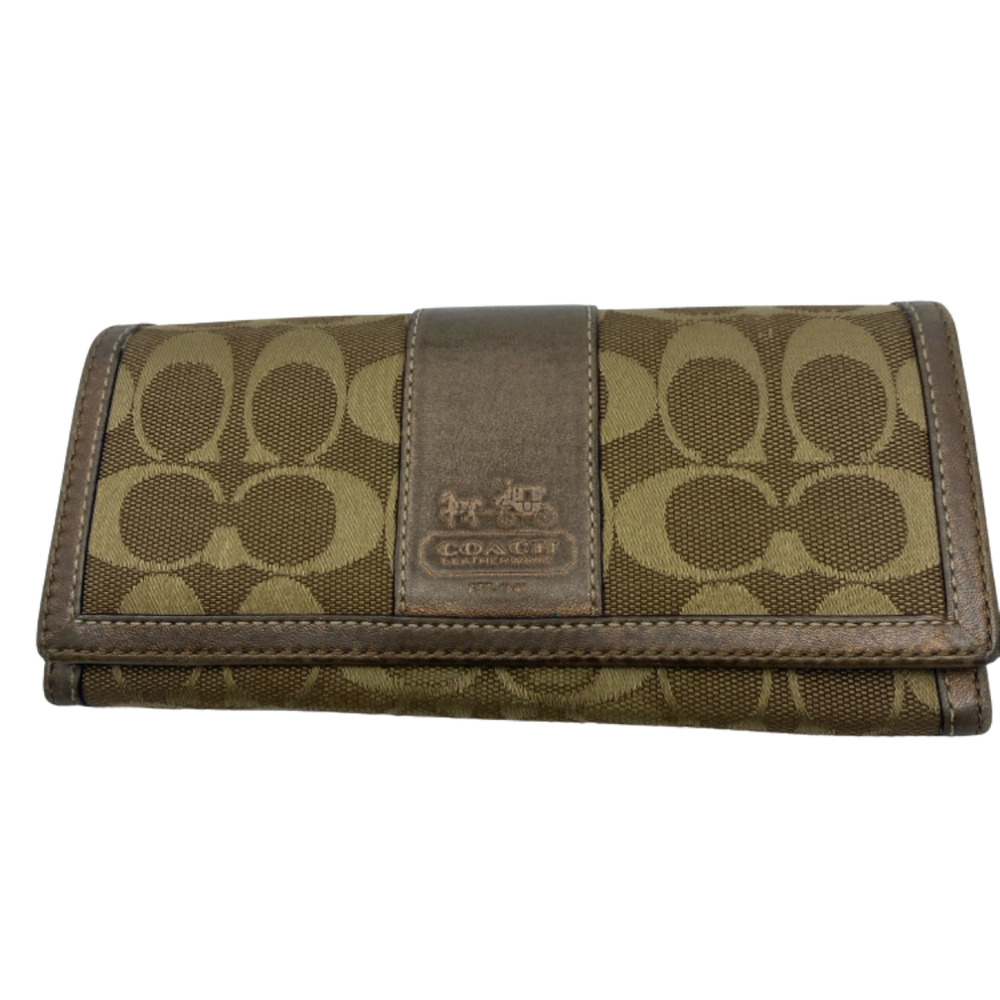 Coach Slim Envelope Brown Signature C Canvas Wallet